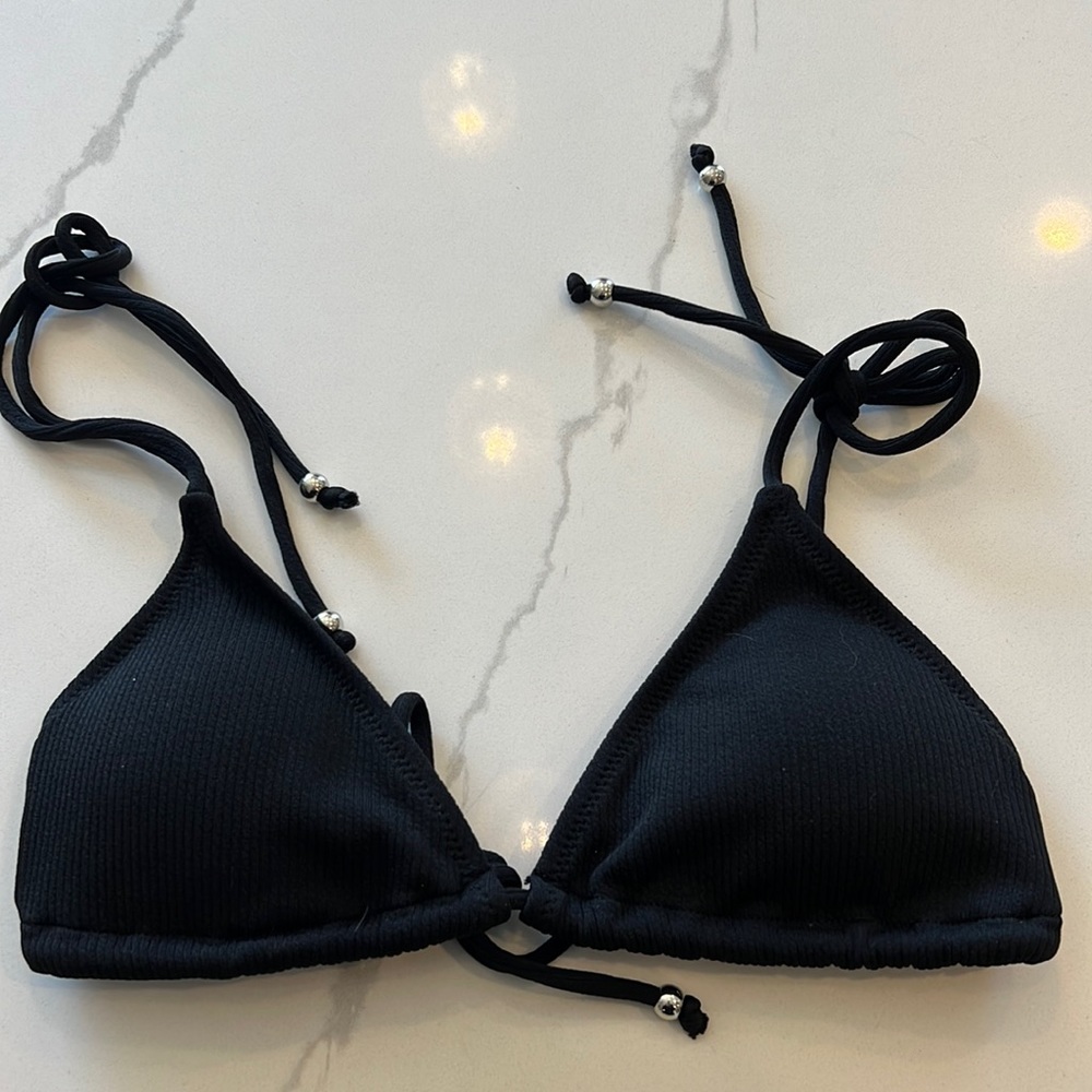 Black Ribbed Bikini Top